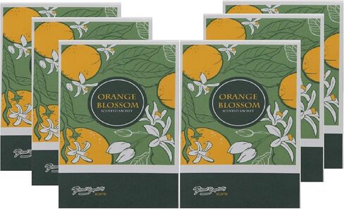 أكياس برتقالية زهرة معطر من 6 ، ربيع وصيف - أكياس معطرة طويلة الأمد ، العطور المنزلية ، معطر الهواء ومزيل الردية للخزانة أو الغرفة أو الدرج أو السيارات ، المصنوعة في الولايات المتحدة الأمريكية in Kuwait