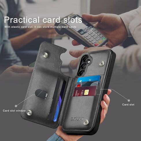 حافظة هاتف بمحفظة لهاتف Samsung Galaxy A14 5G مع حامل بطاقة [حماية جلدية RFID] [حافظات بسحاب بمشبك مغناطيسي خلفي] غطاء مقاوم للصدمات للرجال والنساء لهاتف Samsung A14 بني in Kuwait