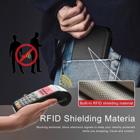 حافظة هاتف بمحفظة لهاتف Samsung Galaxy A14 5G مع حامل بطاقة [حماية جلدية RFID] [حافظات بسحاب بمشبك مغناطيسي خلفي] غطاء مقاوم للصدمات للرجال والنساء لهاتف Samsung A14 بني in Kuwait