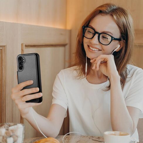 حافظة هاتف بمحفظة لهاتف Samsung Galaxy A14 5G مع حامل بطاقة [حماية جلدية RFID] [حافظات بسحاب بمشبك مغناطيسي خلفي] غطاء مقاوم للصدمات للرجال والنساء لهاتف Samsung A14 بني in Kuwait