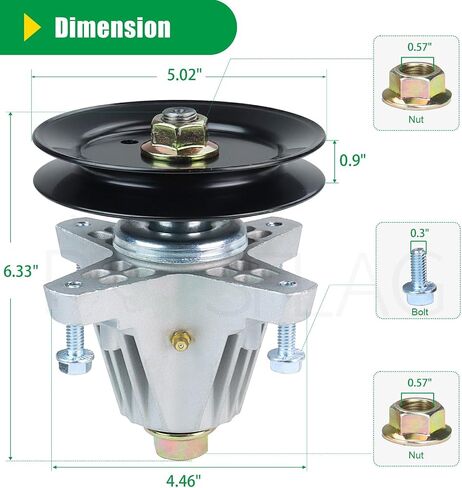 918-06981 Spindle Assembly Pre-Greased Replaces 618-06981, 918-06981, 618 06981, 918 06981, 61806981, 91806981 for Cub Cadet XT1-LT50, XT2-LX50 Lawn Tractors in Kuwait