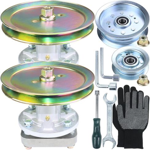 2 Pack GY20785 Spindle Assembly with GX20367 Pulley Replaces John Deere GY20785 GY20050 John Deere L100 Spindle John Deere L110 Spindle for John Deere L100 L105 L110 L111 L118 Lawn Tractors in Kuwait