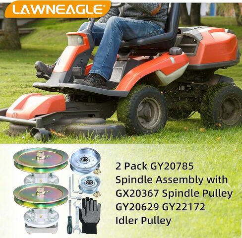 2 Pack GY20785 Spindle Assembly with GX20367 Pulley Replaces John Deere GY20785 GY20050 John Deere L100 Spindle John Deere L110 Spindle for John Deere L100 L105 L110 L111 L118 Lawn Tractors in Kuwait