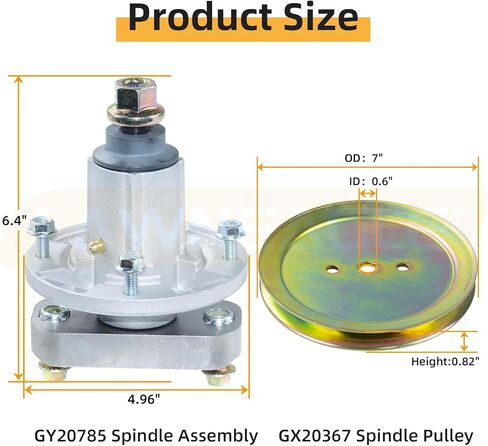 2 Pack GY20785 Spindle Assembly with GX20367 Pulley Replaces John Deere GY20785 GY20050 John Deere L100 Spindle John Deere L110 Spindle for John Deere L100 L105 L110 L111 L118 Lawn Tractors in Kuwait