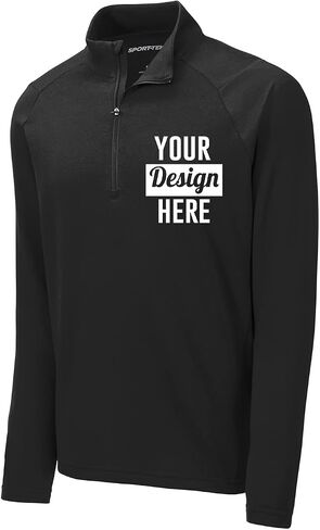 INK STITCH Custom Men St273 Design Your Own Stitching Logo Texts French Terry Lightweight Half Zip Pullover in Saudi Arabia