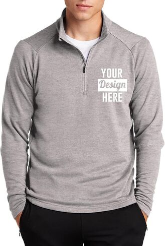 INK STITCH Custom Men St273 Design Your Own Stitching Logo Texts French Terry Lightweight Half Zip Pullover in Saudi Arabia