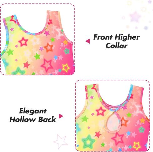 2 Packs Gymnastics Leotards for Girls Toddler Dance Biketards Tumbling Outfit Rainbow Biketard with Shorts in Kuwait