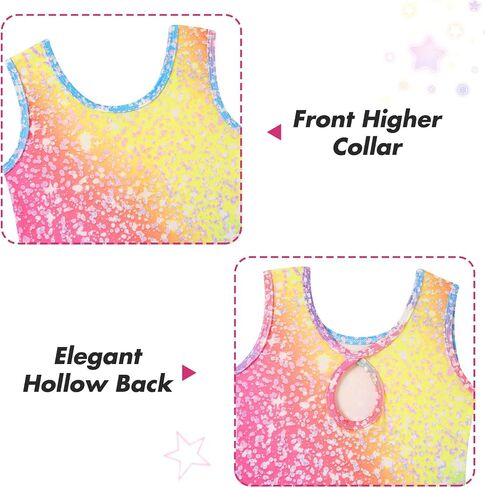 2 Packs Gymnastics Leotards for Girls Toddler Dance Biketards Tumbling Outfit Rainbow Biketard with Shorts in Kuwait