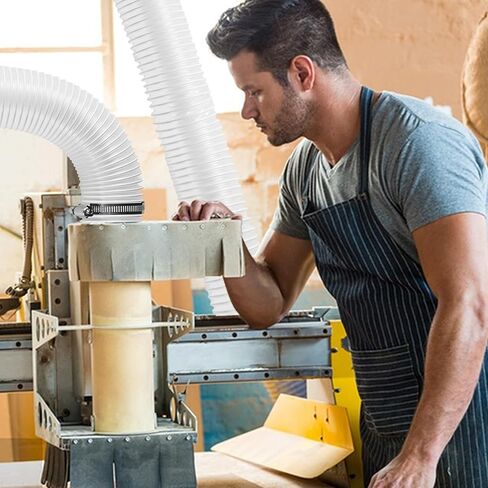 خرطوم جمع الغبار الشفاف من البولي فينيل كلوريد مقاس 2 1/2 بوصة × 10 بوصات، خرطوم جمع الدخان المقاوم للثقب مع 4 قطع من مشابك خرطوم الفولاذ المقاوم للصدأ، خرطوم جامع لحطام أخشاب الغبار in Kuwait