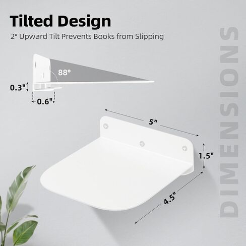 STORAGE MANIAC Floating Book Shelves for Wall Mounted Invisible Floating Bookshelves Heavy-Duty Steel Hidden Bookshelf Hanging Bookshelves for Bedroom Living Room Office, White 4-Pack in Kuwait