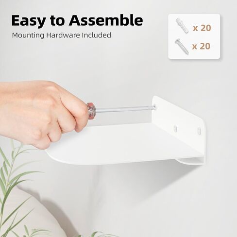 STORAGE MANIAC Floating Book Shelves for Wall Mounted Invisible Floating Bookshelves Heavy-Duty Steel Hidden Bookshelf Hanging Bookshelves for Bedroom Living Room Office, White 4-Pack in Kuwait
