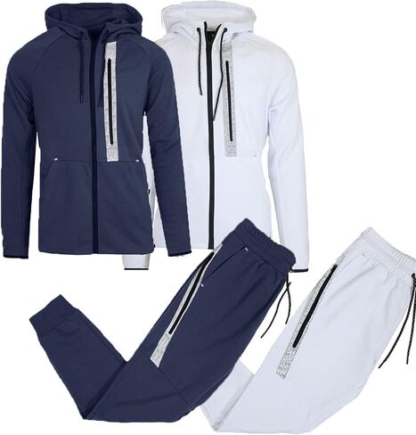 Galaxy by Harvic 2-Pack Men Men Mens Full Zip Tech Fleece Hoodie و Jogger 2 قطعة مع تصميم تقليم عاكس in Kuwait