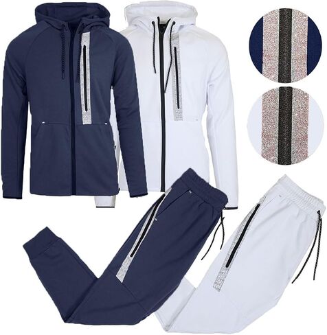 Galaxy by Harvic 2-Pack Men Men Mens Full Zip Tech Fleece Hoodie و Jogger 2 قطعة مع تصميم تقليم عاكس in Kuwait