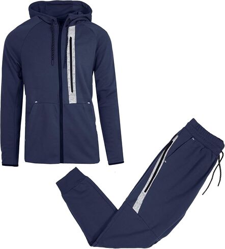 Galaxy by Harvic 2-Pack Men Men Mens Full Zip Tech Fleece Hoodie و Jogger 2 قطعة مع تصميم تقليم عاكس in Kuwait