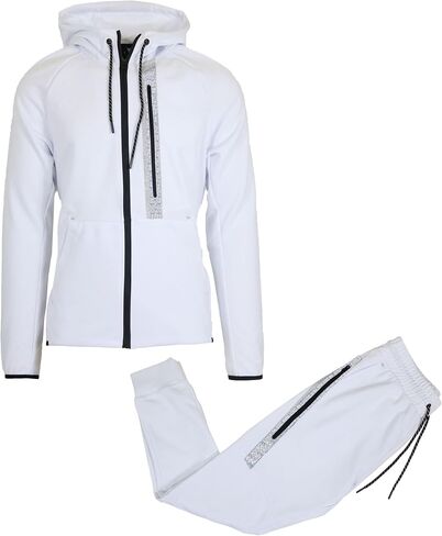 Galaxy by Harvic 2-Pack Men Men Mens Full Zip Tech Fleece Hoodie و Jogger 2 قطعة مع تصميم تقليم عاكس in Kuwait