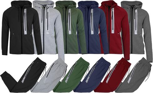Galaxy by Harvic 2-Pack Men Men Mens Full Zip Tech Fleece Hoodie و Jogger 2 قطعة مع تصميم تقليم عاكس in Kuwait