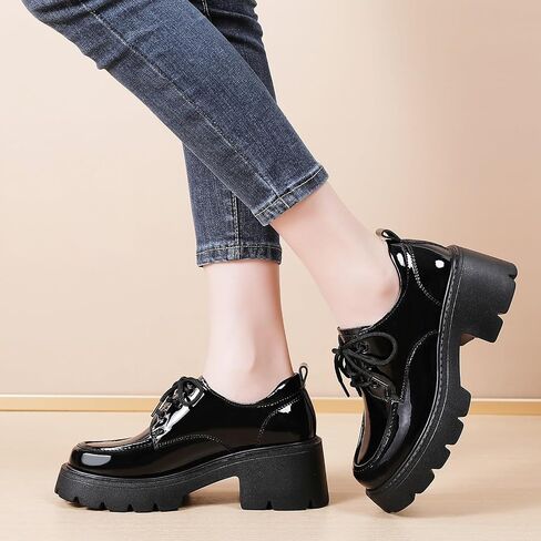 منصة أحذية Oxford للنساء Oxfords Lace-Up Oxford Heels Heels Fashion Business أحذية غير رسمية مريحة للأحذية الأنيقة. in Kuwait
