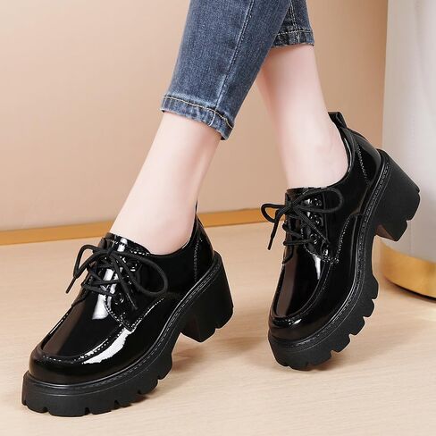 منصة أحذية Oxford للنساء Oxfords Lace-Up Oxford Heels Heels Fashion Business أحذية غير رسمية مريحة للأحذية الأنيقة. in Kuwait
