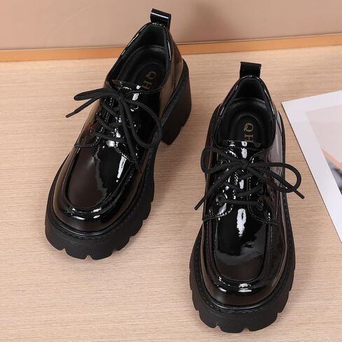 منصة أحذية Oxford للنساء Oxfords Lace-Up Oxford Heels Heels Fashion Business أحذية غير رسمية مريحة للأحذية الأنيقة. in Kuwait