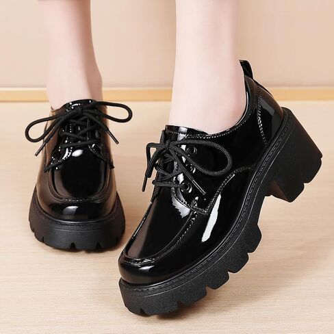 منصة أحذية Oxford للنساء Oxfords Lace-Up Oxford Heels Heels Fashion Business أحذية غير رسمية مريحة للأحذية الأنيقة. in Kuwait