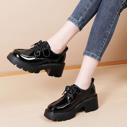 منصة أحذية Oxford للنساء Oxfords Lace-Up Oxford Heels Heels Fashion Business أحذية غير رسمية مريحة للأحذية الأنيقة. in Kuwait
