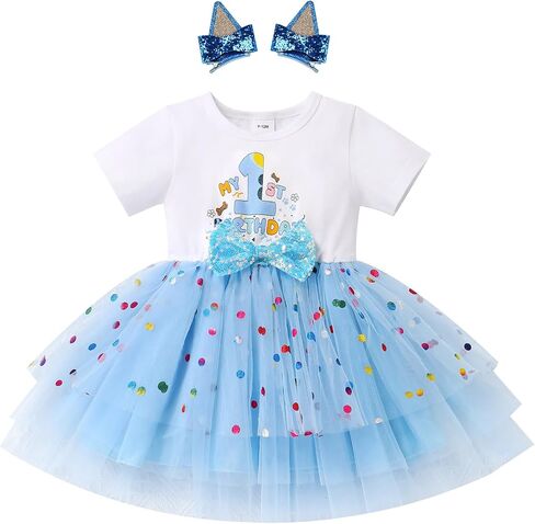 AWIBMK Baby Girls My 1st 2nd 3rd Birthday Dress Sequins Bowknot Confetti Dresses with Ear Hair Clips Photoshoot Outfit in Saudi Arabia