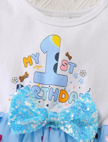 AWIBMK Baby Girls My 1st 2nd 3rd Birthday Dress Sequins Bowknot Confetti Dresses with Ear Hair Clips Photoshoot Outfit in Saudi Arabia