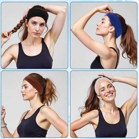 8Pcs Stretch Headbands for Women Non Slip Sports Stretchy Sweat Headband 2.3 inch Wide for Workout Yoga Running, Head Bands for Women's Hair in Saudi Arabia