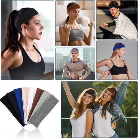8Pcs Stretch Headbands for Women Non Slip Sports Stretchy Sweat Headband 2.3 inch Wide for Workout Yoga Running, Head Bands for Women's Hair in Saudi Arabia