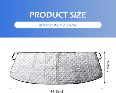 واقي ممر أمطار أمطار أمطار ، 66.9 ″ × 17.7 ″ محمولة هطول أمطار محمولة ورقة درع شمس ، ملحق تصاعد امتصاص حزام المرآة لمعظم سيارات سيارات سيارات السيارات (الفضة) in Kuwait