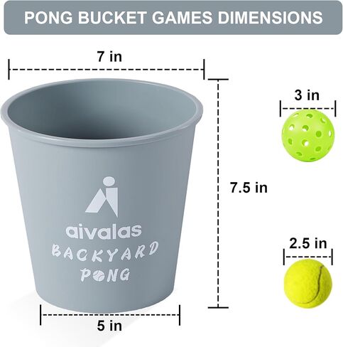 مجموعة ألعاب يارد بونج الخارجية، لعبة بونج العملاقة مع دلاء وكرات متينة، لعبة رمي الرمي للشاطئ والتخييم والحديقة والفناء الخلفي، رمادي in Kuwait