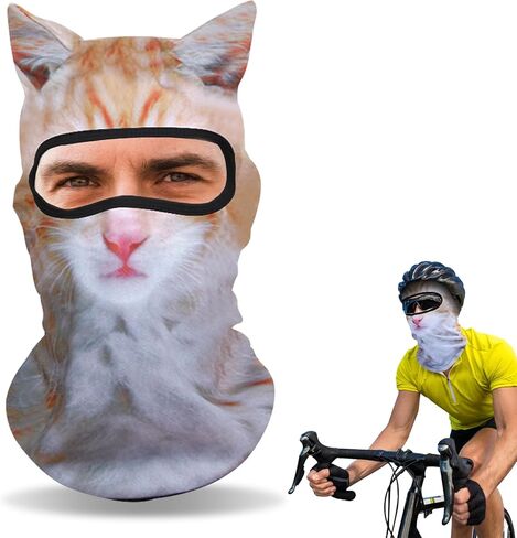 3D Cat Ski Mask Balaclava مع آذان للأنشطة في الهواء الطلق الموسيقية المهرجانات الموسيقية الهزلة حزب الهالوين حزب القطط. in Saudi Arabia