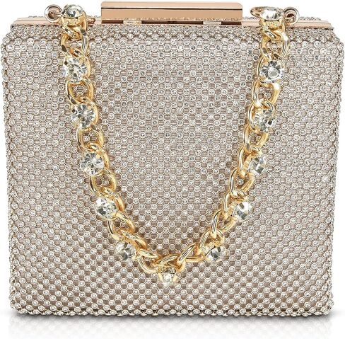 Katie Crystal Mini Box Clutch مع سلسلة أقحم الراين in Saudi Arabia