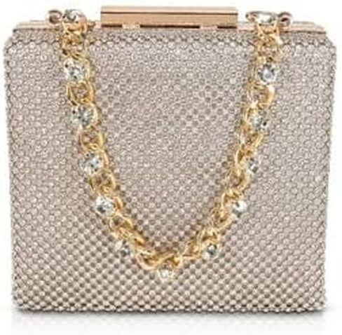 Katie Crystal Mini Box Clutch مع سلسلة أقحم الراين in Saudi Arabia