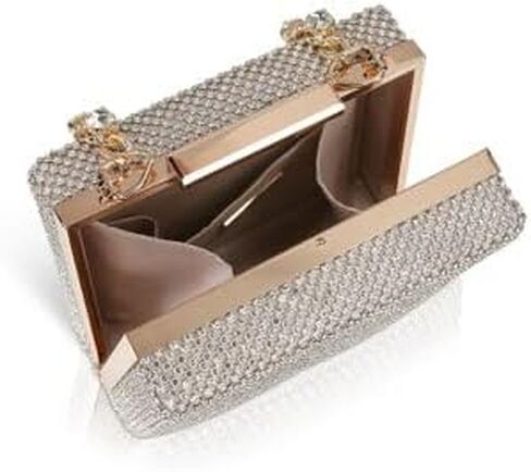 Katie Crystal Mini Box Clutch مع سلسلة أقحم الراين in Saudi Arabia