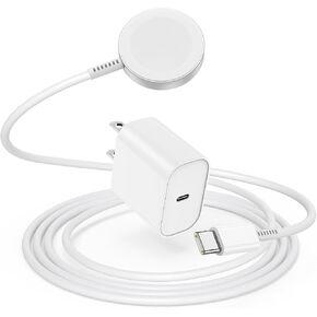 2024 شاحن iWatch مكون من قطعتين، كابل مغناطيسي لاسلكي إلى USB C i-Watch بطول 3 أقدام، شحن سريع لسلسلة ساعات Apple Ultra SE/8/7/6/5/4/3/2/1 يتضمن مقاس 38 مم 40 مم 42 مم 44 مم 45 مم - أبيض in Kuwait