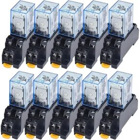 10Set AC/DC 12V 24V 36V 48V 110V 220V COIL RELAY LY2NJ DPDT 8 PIN HH62P JQX-13F مع قاعدة المقبس (AC ، 12V) in Kuwait