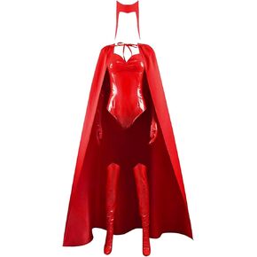 المرأة WANDA MAXIMOFF COSPLAY COSPLAY COSTUME RED BEMSUITS CLOAK تناسب SCARLET WILDCH HALWOWEEN COSPLAIN in Kuwait