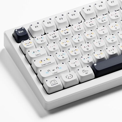 Japanese Keycaps - BOW Keycaps 75 Percent,White XDA PBT Key caps Dye-Sublimation,Custom Keyboard Keycaps Set for 61/64/68/84/87/100/104/108 Cherry MX Mechanical Keyboard - White/Black in Saudi Arabia
