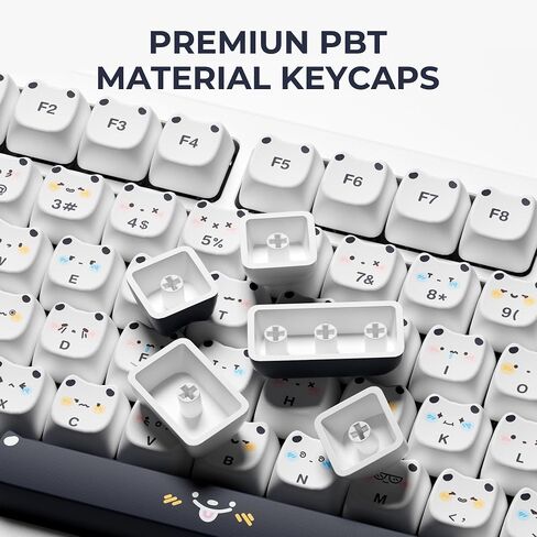 Japanese Keycaps - BOW Keycaps 75 Percent,White XDA PBT Key caps Dye-Sublimation,Custom Keyboard Keycaps Set for 61/64/68/84/87/100/104/108 Cherry MX Mechanical Keyboard - White/Black in Saudi Arabia