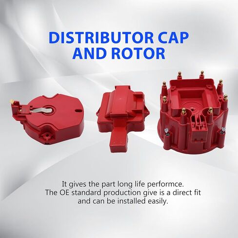 T3109ID Red Male HEI Distributor Cap and Rotor Compatible with most Chevy, Ford, Mopar HEI aftermarket distributors, K549 SBC 283 305 307 327 350 400 BBC 454 396 427 Distributor Cap Assembly in Saudi Arabia