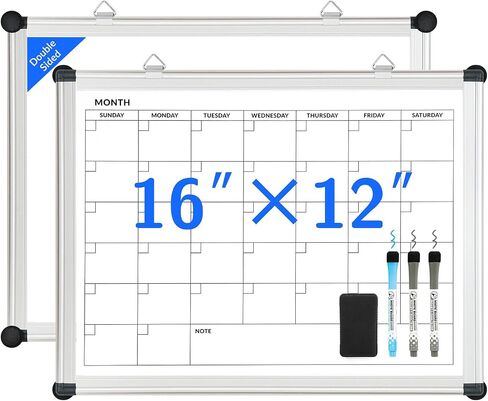 LUCYCAZ Dry Erase Board for Fridge - Magnetic White Board, Small White Board Dry Erase, 16" x 12" Double-Sided Weekly Dry Erase Board with 4 Powerful Magnets and 3 Markers in Saudi Arabia