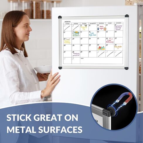 LUCYCAZ Dry Erase Board for Fridge - Magnetic White Board, Small White Board Dry Erase, 16" x 12" Double-Sided Weekly Dry Erase Board with 4 Powerful Magnets and 3 Markers in Saudi Arabia