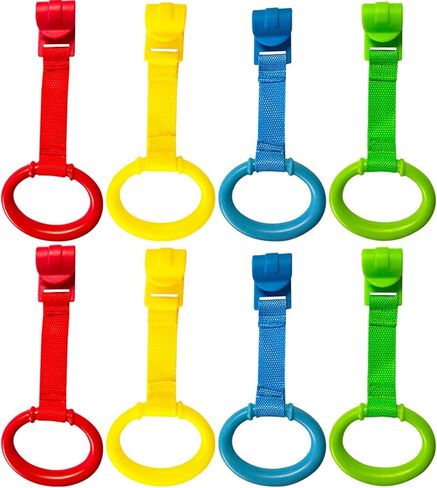 8pcs Baby سحب حلقات ، 4 ألوان Playpen حلقات السحب ، معلقة ملحقات سرير مساعدة للمشي البلاستي in Kuwait