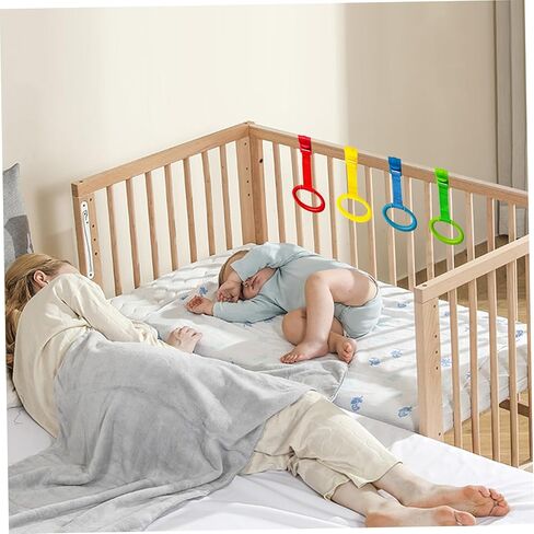 8pcs Baby سحب حلقات ، 4 ألوان Playpen حلقات السحب ، معلقة ملحقات سرير مساعدة للمشي البلاستي in Kuwait