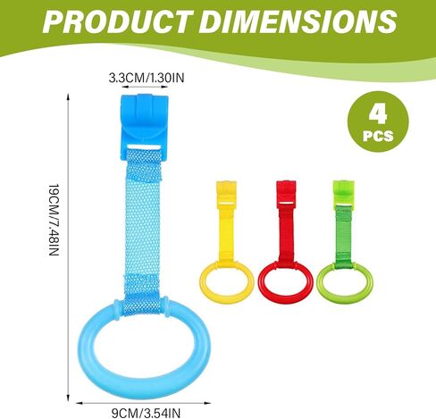 8pcs baby سحب حلقات ، 4 ألوان Playpen حلقات السحب ، معلقة ملحقات سرير مساعدين للمشي البلاستي in Kuwait