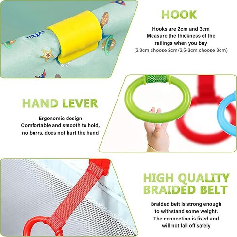 8pcs baby سحب حلقات ، 4 ألوان Playpen حلقات السحب ، معلقة ملحقات سرير مساعدين للمشي البلاستي in Kuwait