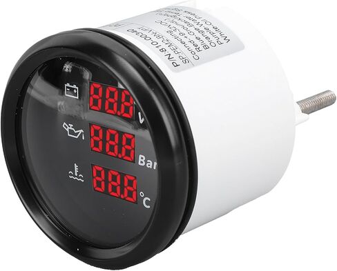 مقياس درجة حرارة زيت الجهد 52 مم مع الإضاءة الخلفية الحمراء للقوارب و RVS من 9 إلى 32VDC (مدي الفضة الأسود) in Kuwait