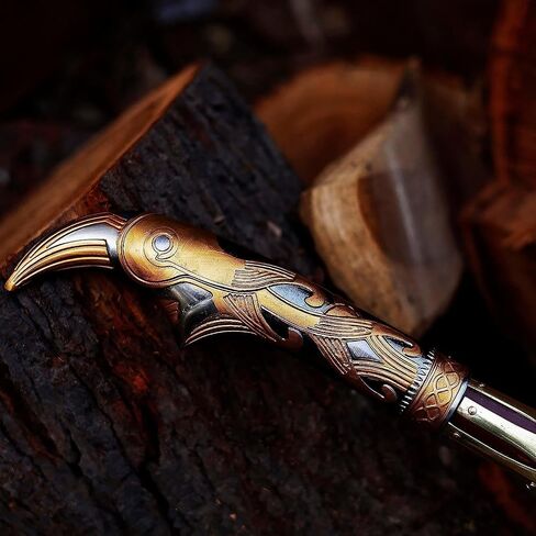 HandSmith™ God of War Kraatos - Handmade Axe with Genuine Leather Sheath, Viking Axe, Cosplay Axe, Cosplay Armor, Prop, Replica, Costume Weapon (B- Upgraded Kraatos Axe) in Saudi Arabia