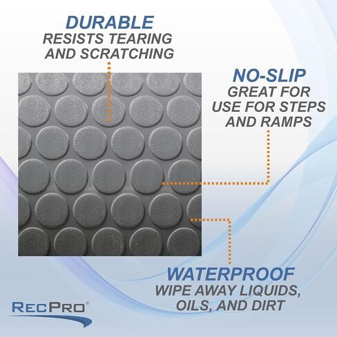 Recpro Trailer 8'6 "Coin Nickel Pattern Flooring | Gray | Waterproof (25ft) in Saudi Arabia